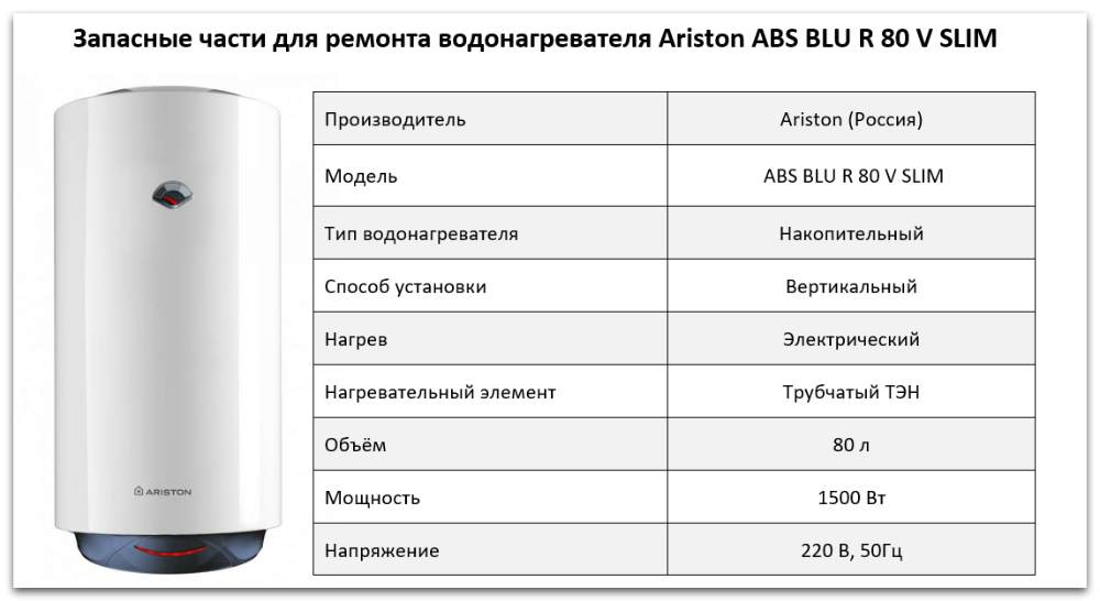 Купить запчасти Ariston ABS BLU R 80 V SLIM в Златоусте