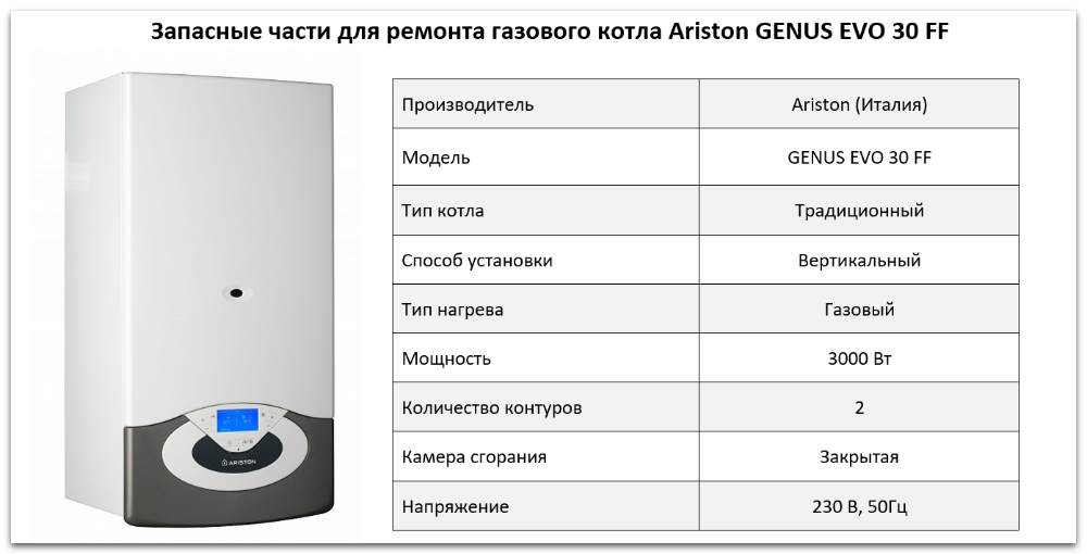 Купить запчасти Ariston GENUS EVO 30 FF в Златоусте